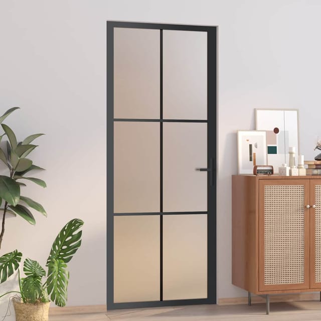 Innentür 83x201,5 Cm Schwarz Mattglas Und Aluminium