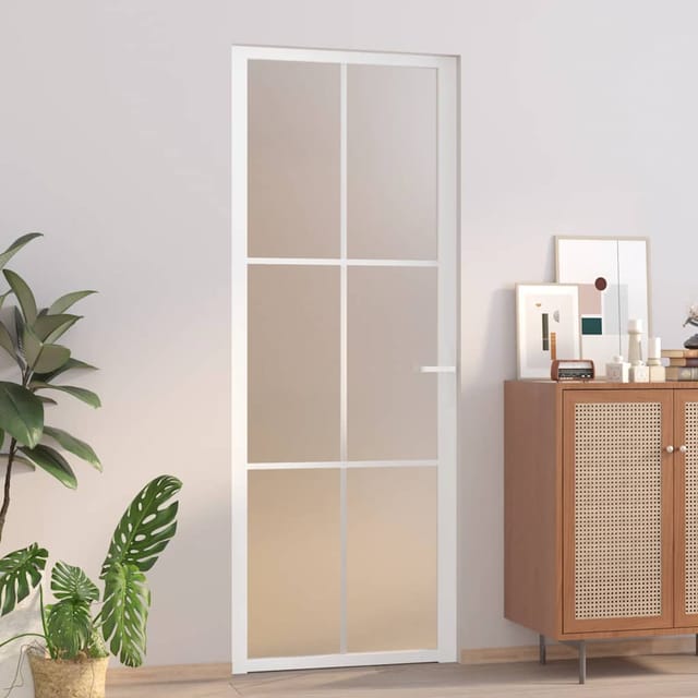 Innentür 76x201,5 Cm Weiß Mattglas Und Aluminium