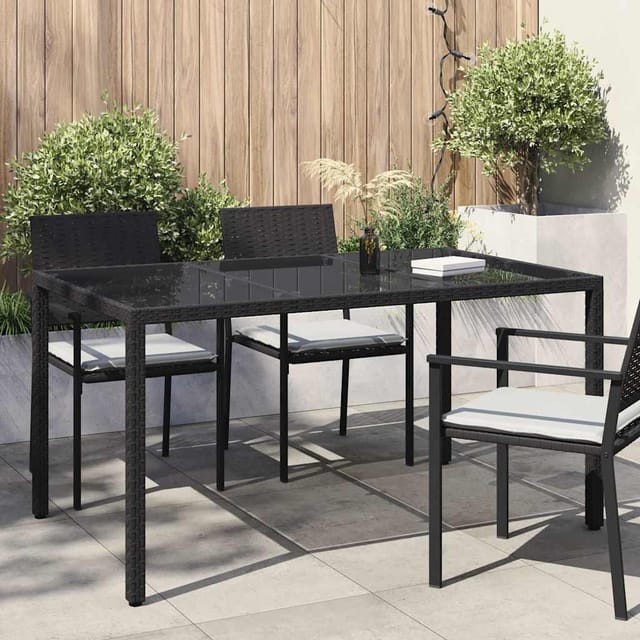 Gartentisch Schwarz 150 X 90 X 75 Cm Poly-rattan