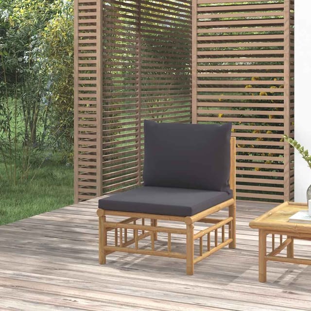 Garten-mittelsofa Mit Dunkelgrauen Kissen Bambus