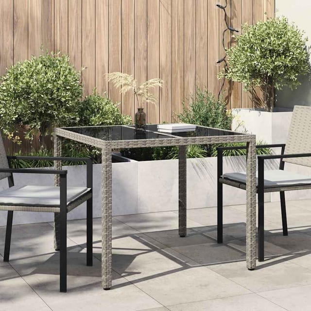 Gartentisch Grau 90 X 90 X 75 Cm Poly-rattan
