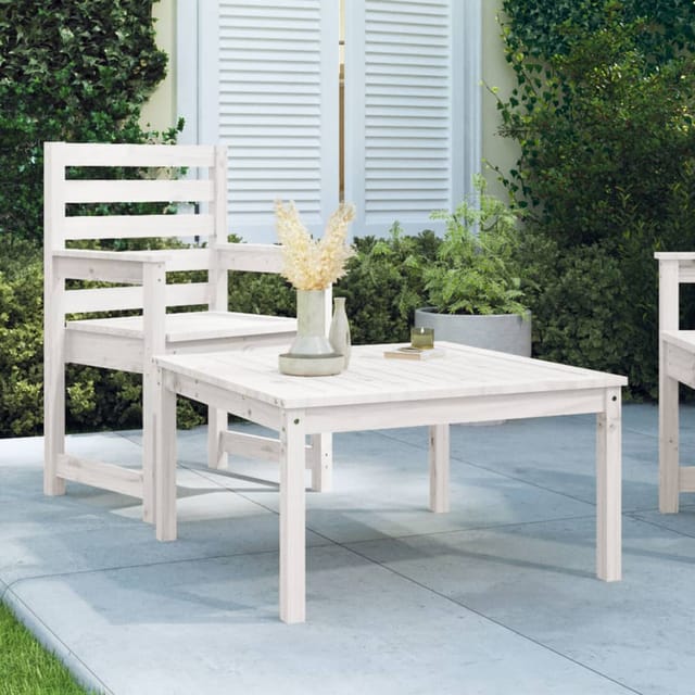 Gartentisch Weiß 82,5x82,5x45 Cm Massivholz Kiefer