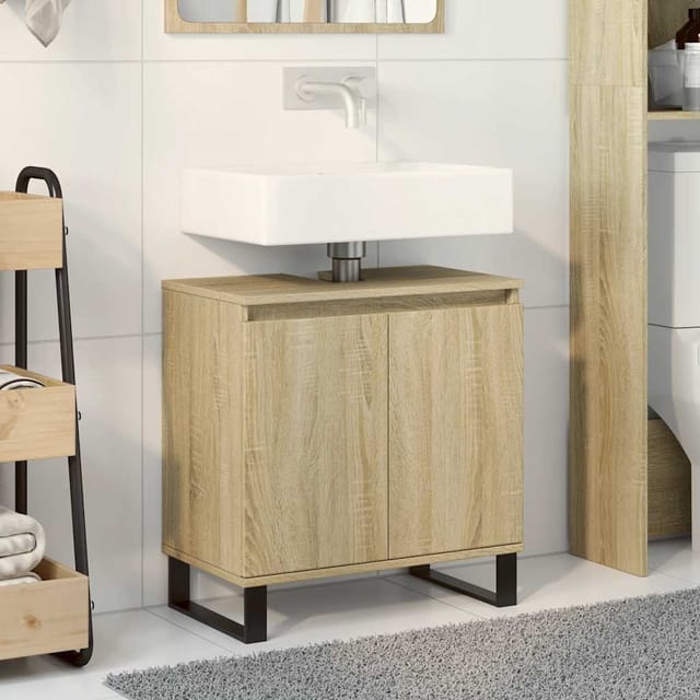 Badschrank Sonoma-eiche 58x33x60 Cm Holzwerkstoff