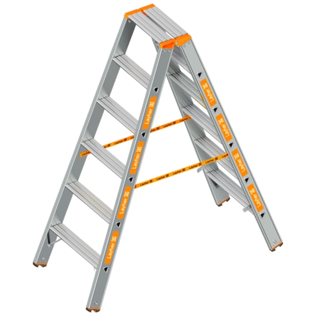 Layher Topic 1048 Stufenstehleiter Eloxiert 2x6 Stufen