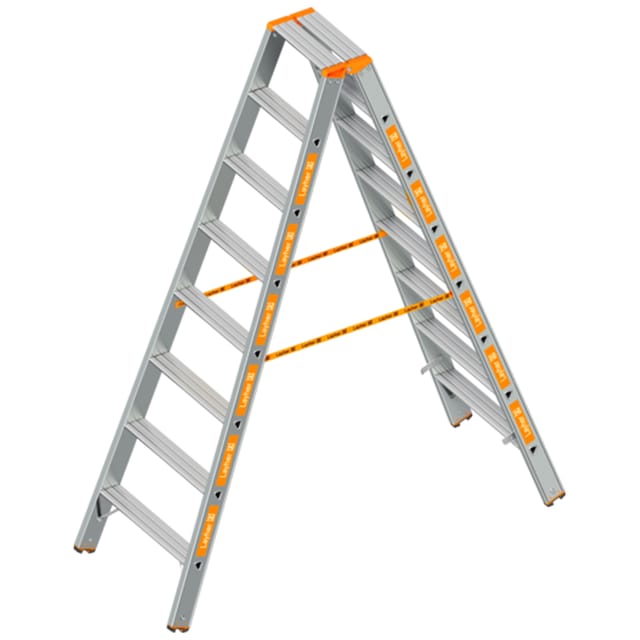 Layher Topic 1048 Stufenstehleiter Eloxiert 2x8 Stufen