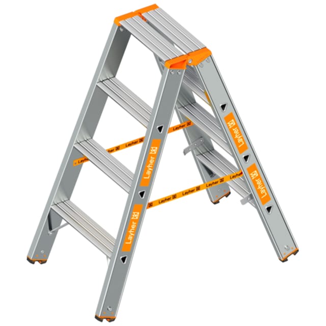 Layher Topic 1048 Stufenstehleiter Eloxiert 2x4 Stufen