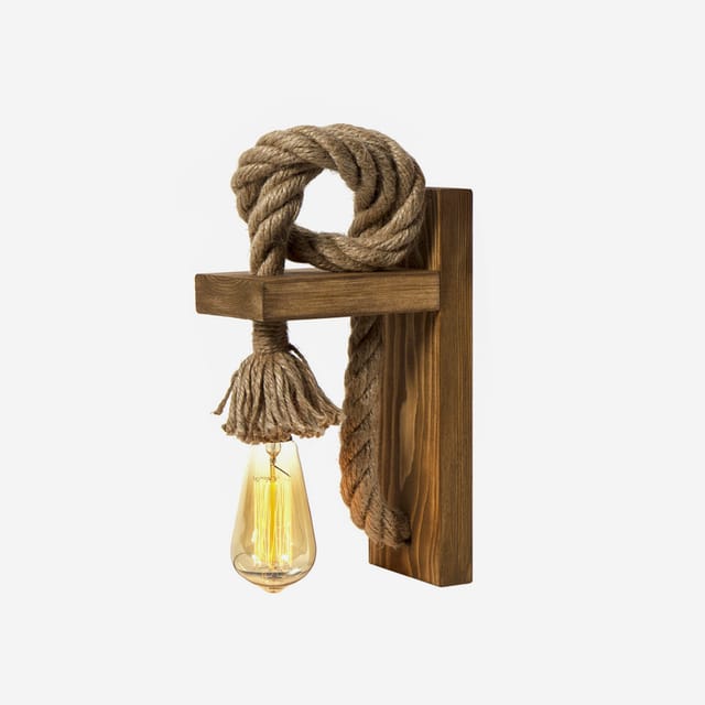 Holz-wandleuchte Aus Holz Und Seil E27 Drava