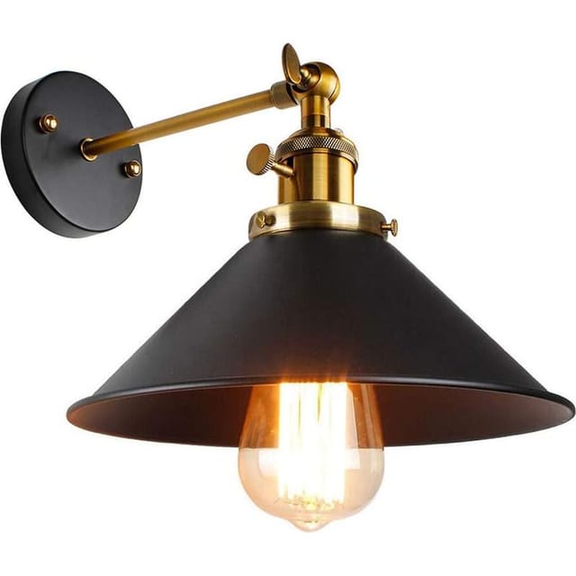Verstellbare Wandleuchte Im Vintage-industrie-stil, Schwarze Metall-wandlampe Im Industrie-look, Retro-deckenleuchte Für Schlafzimmer, Küche, Restaurant, Flur, Café, Bar