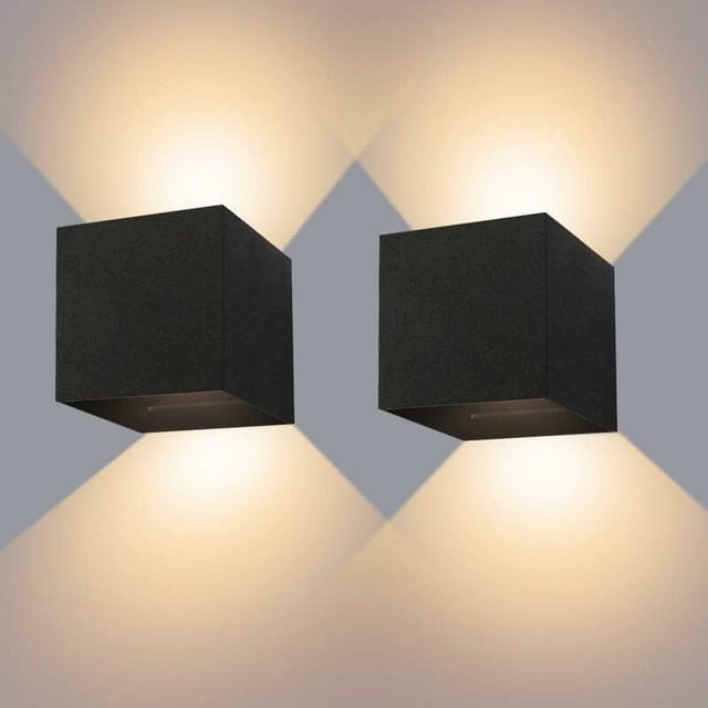 Schwarze Led-wandleuchten (12 W), Ip65 Wasserdicht, Verstellbarer Lichtkegel (nach Oben Und Unten), 3000 K Warmweißes Licht, Für Wohnzimmer, Schlafzimmer Und Flur.