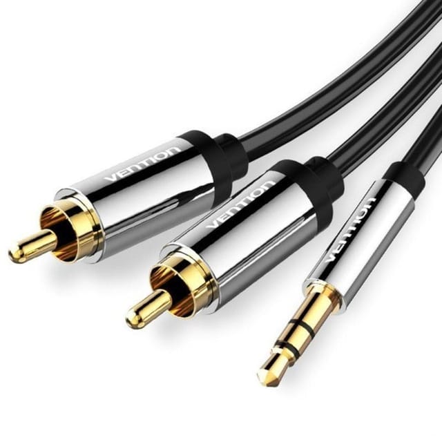 Vention - Kabel Stereo Bcfbi/ Klinke 3,5 Stecker -- 2x Rca Stecker/ 3m/ Schwarz