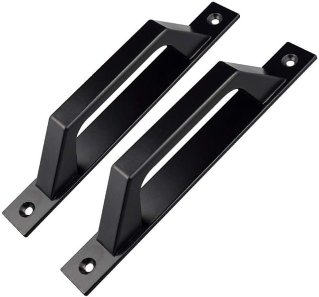 2er Set D-förmige Türgriffe Für Gartentor Aus Schwarzem Holz 200 Mm