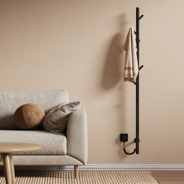 Emke Elektrischer Handtuchheizkörper 150 Cm Schwarz Handtuchwärmer Mit Led-display Intelligentes Thermostat Wifi/app-steuerung Timer