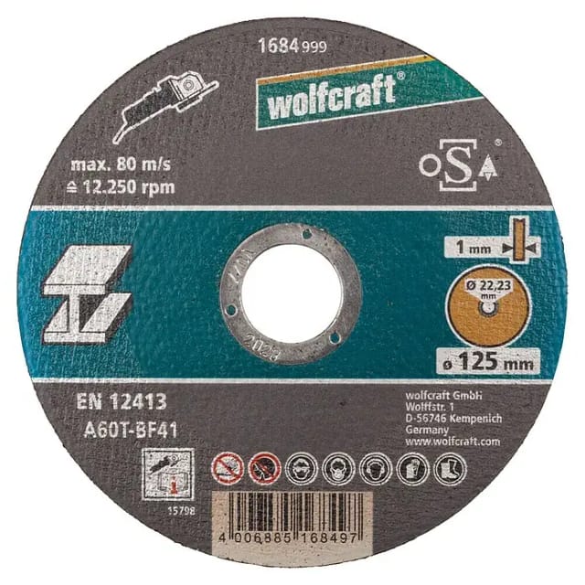 Wolfcraft Trennscheibe (Geeignet für: Metall, Durchmesser: 125 mm, Bohrung: 22,22 mm)
