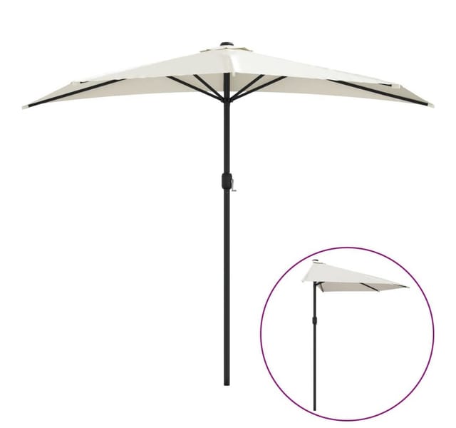 furnicato Balkon-Sonnenschirm mit Alu-Mast Sandfarben 270x144 cm Halbrund