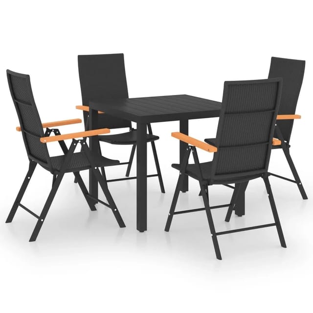vidaXL 5-tlg Garten-Essgruppe Schwarz und Braun Modell 7