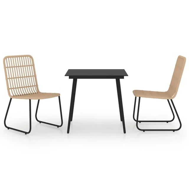 vidaXL 3-tlg Garten-Essgruppe Poly Rattan und Glas Modell 1
