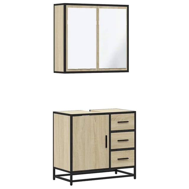 vidaXL 2-Tlg Badmöbel-Set Sonoma-Eiche Holzwerkstoff 3300896