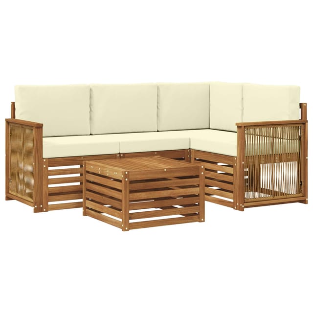 vidaXL Outdoor-Sofagarnitur 5 Stk Natur und Creme 59 x 59 x 37 cm 3384326