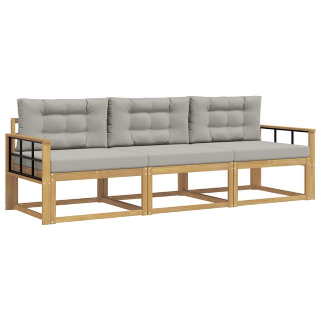 vidaXL Outdoor-Sofagarnitur 3 Stk Weiß und Hellgrau Polyester 3386000