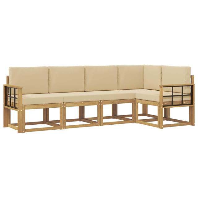 vidaXL Outdoor-Sofagarnitur mit Kissen 5 Stk Weiß und Beige 3387642
