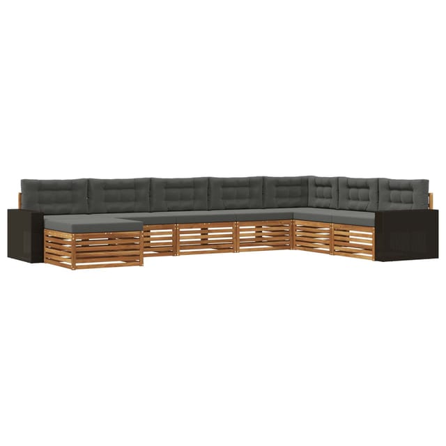 vidaXL Outdoor-Sofagarnitur mit Kissen 8 Stk Natur und Anthrazit 3383725