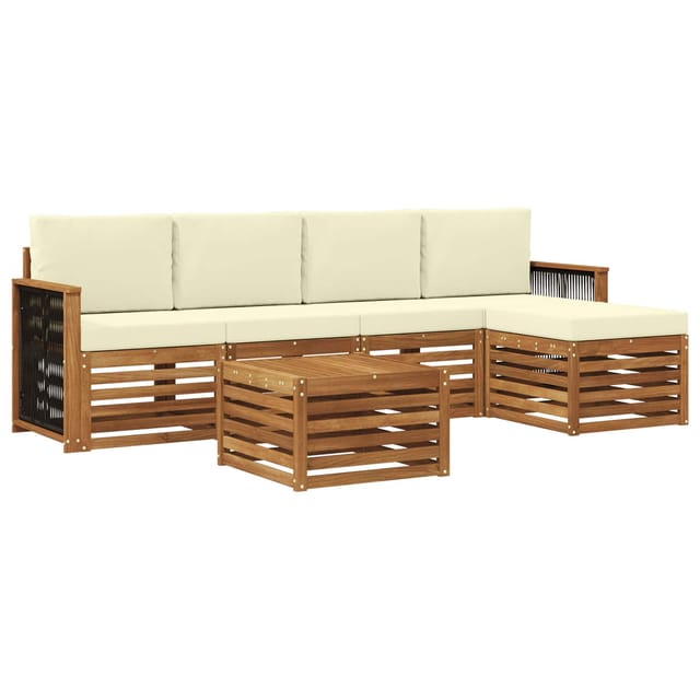 vidaXL Outdoor-Sofagarnitur mit Kissen 6 Stk Natur und Creme 3384261