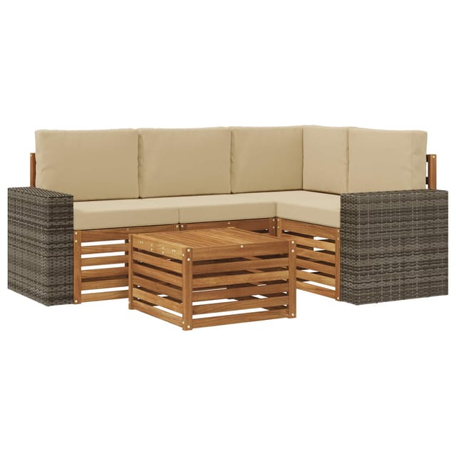 vidaXL Outdoor-Sofagarnitur 5 Stk Natur und Beige 59 x 59 x 37 cm 3384339