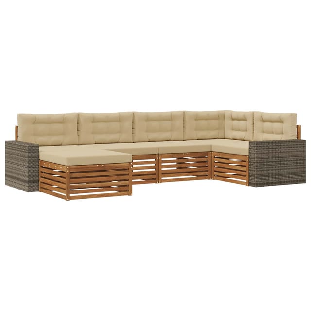 vidaXL Outdoor-Sofagarnitur mit Kissen 6 Stk Natur und Beige 3383581