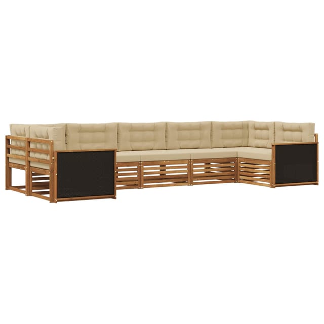 vidaXL Outdoor-Sofagarnitur mit Kissen 7 Stk Natur und Beige 3383796