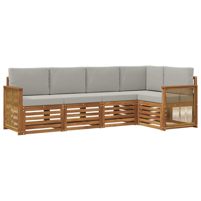 vidaXL Ecksofa Set mit Kissen 4 Stk Natur und Hellgrau 3384357
