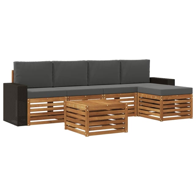 vidaXL Outdoor-Sofagarnitur mit Kissen 6 Stk Natur und Anthrazit 3384273