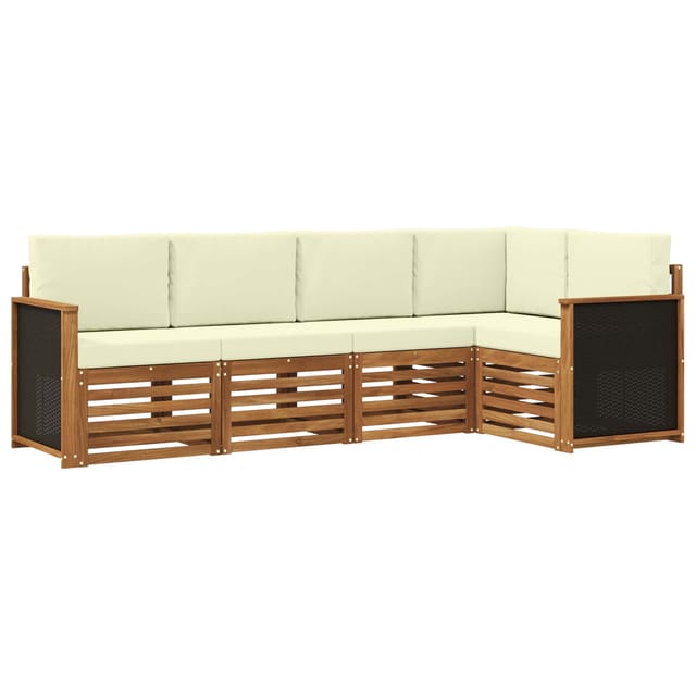 vidaXL Ecksofa Set mit Kissen 4 Stk Natur und Creme 3384341