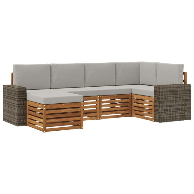vidaXL Ecksofa Set mit Kissen 6 Stk Natur und Hellgrau 3384577