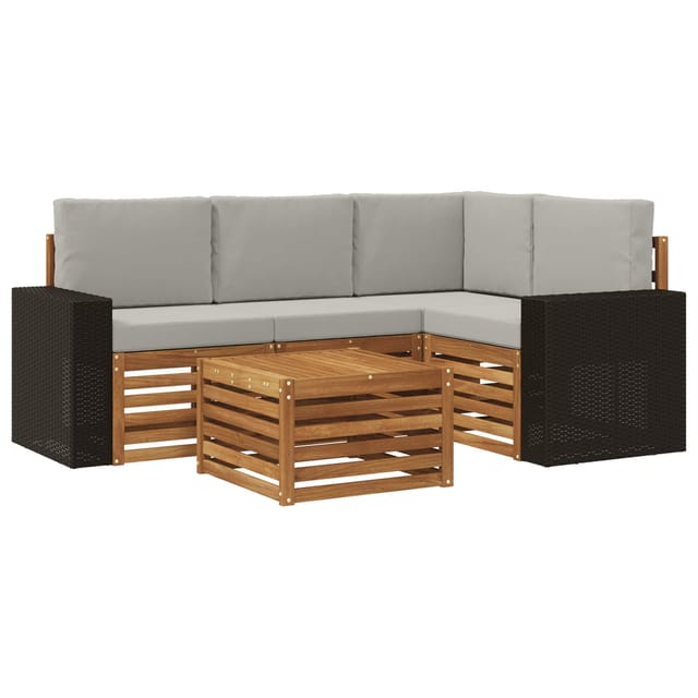 vidaXL Outdoor-Sofagarnitur 5 Stk Natur und Hellgrau 3384332