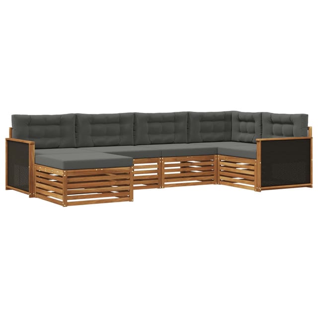 vidaXL Outdoor-Sofagarnitur mit Kissen 6 Stk Natur und Anthrazit 3383555