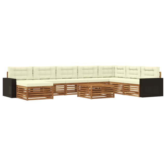 vidaXL Outdoor-Sofagarnitur 9 Stk Natur und Creme Massivholz Akazie 3383753