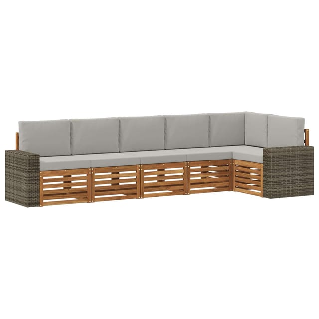 vidaXL Ecksofa Set 6 Stk Natur und Hellgrau Massivholz Akazie 3384427