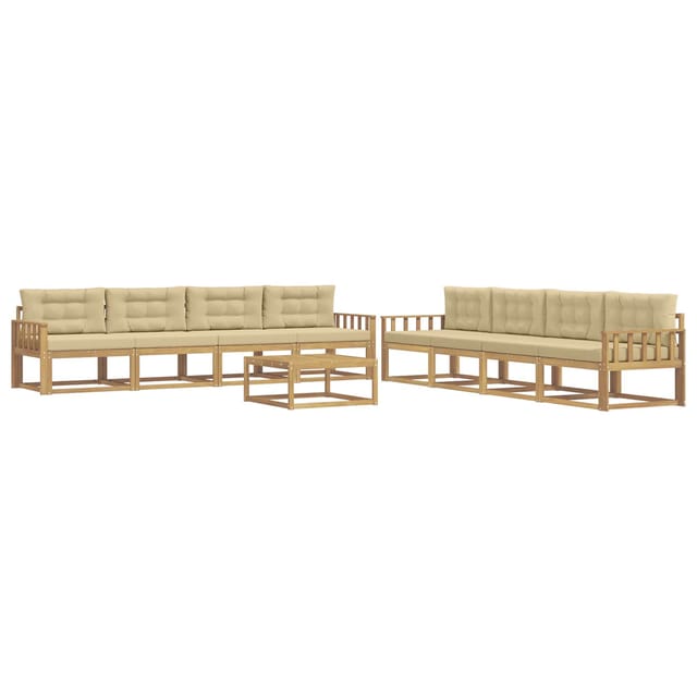 vidaXL Outdoor-Sofagarnitur 9 Stk Weiß und Beige 79 x 79 x 37 cm 3386232