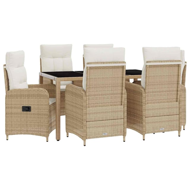 vidaXL Outdoortisch-Set 7 Stk Beige und Cremeweiß 150 x 90 x 75 cm 3422341
