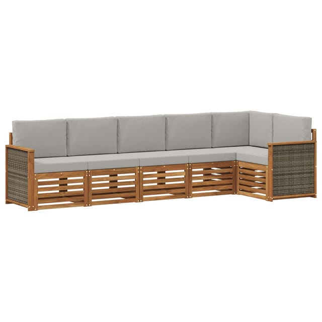 vidaXL Ecksofa Set mit Kissen 5 Stk Natur und Hellgrau 3384407