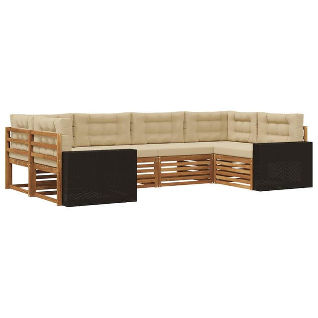 vidaXL Outdoor-Sofagarnitur mit Kissen 6 Stk Natur und Beige 3383786