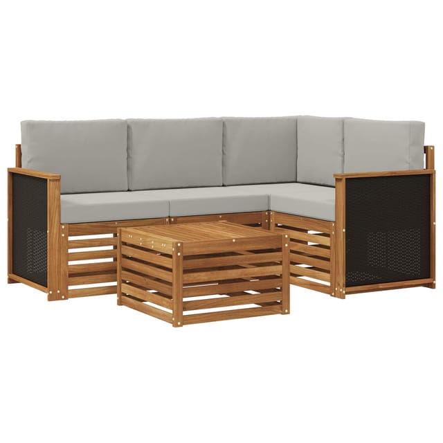vidaXL Outdoor-Sofagarnitur 5 Stk Natur und Hellgrau 3384312