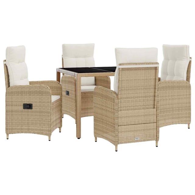 vidaXL Outdoortisch-Set 5 Stk Beige und Cremeweiß 90 x 90 x 75 cm 3422337
