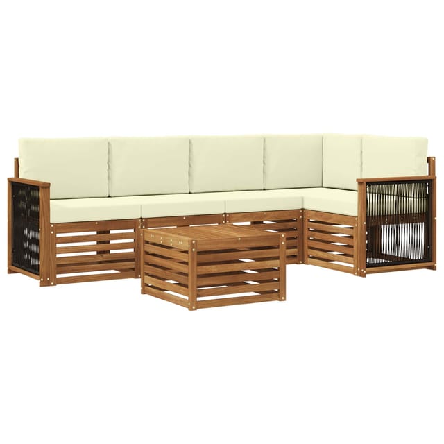 vidaXL Ecksofa Set mit Kissen 5 Stk Natur und Creme 3384381