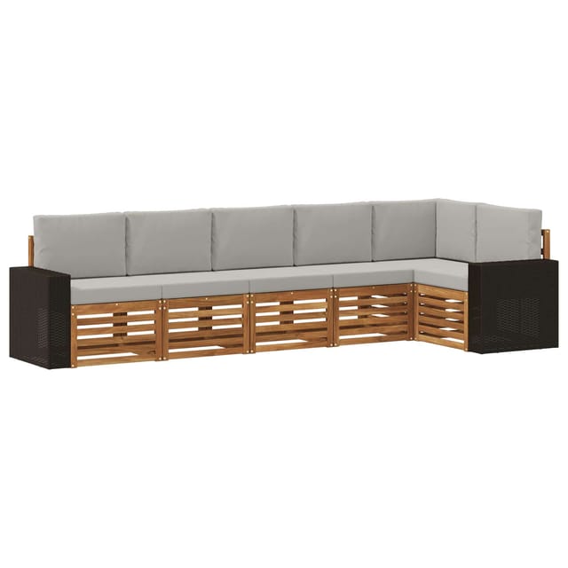 vidaXL Ecksofa Set 6 Stk Natur und Hellgrau Massivholz Akazie 3384422