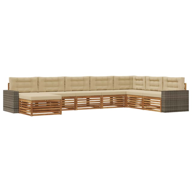 vidaXL Outdoor-Sofagarnitur mit Kissen 8 Stk Natur und Beige 3383731