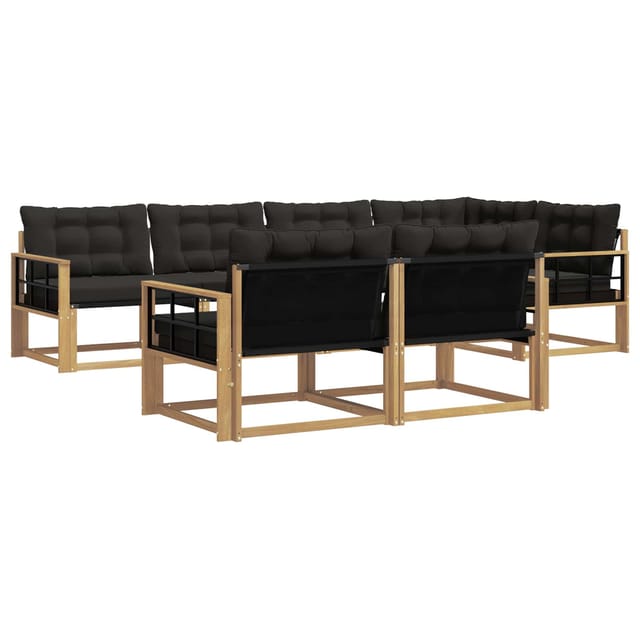 vidaXL Outdoor-Sofagarnitur mit Kissen 7 Stk Weiß und Schwarz 3388786