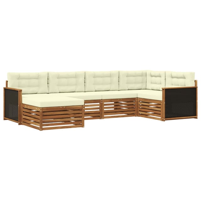 vidaXL Outdoor-Sofagarnitur mit Kissen 6 Stk Natur und Creme 3383553
