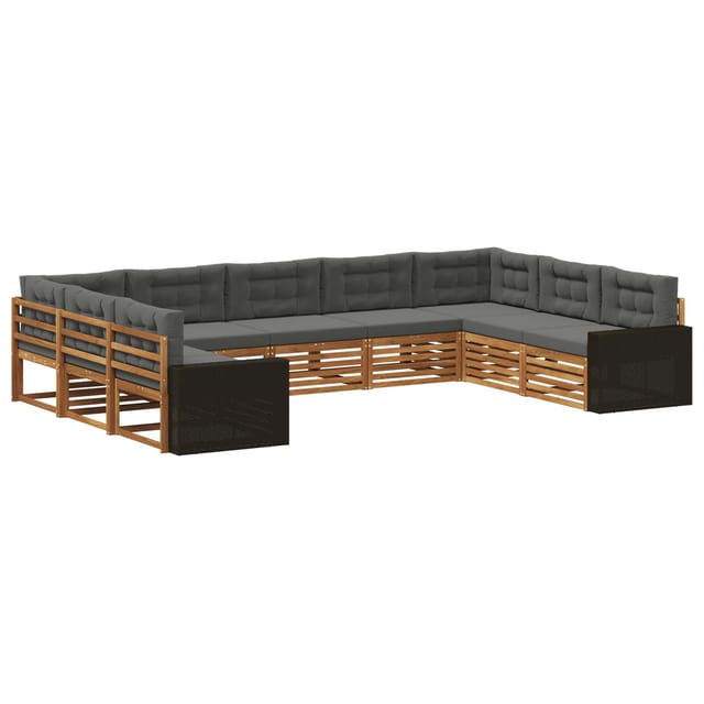 vidaXL Outdoor-Sofagarnitur mit Kissen 9 Stk Natur und Anthrazit 3383845