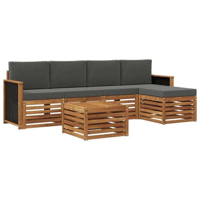 vidaXL Outdoor-Sofagarnitur mit Kissen 6 Stk Natur und Anthrazit 3384253